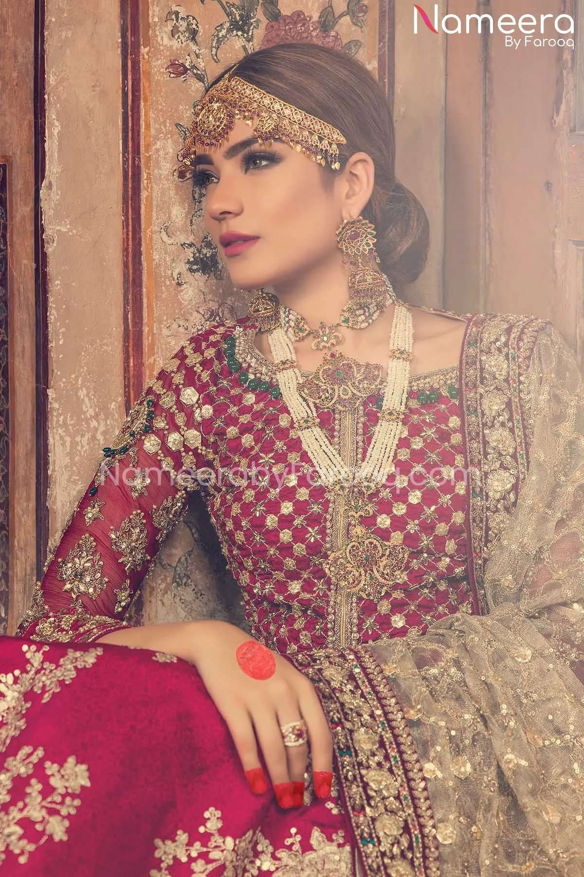 Lehenga Choli Pakistani Red Bridal Dress Online #BS76