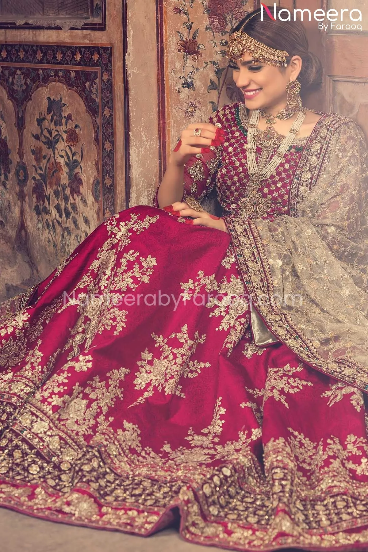 Lehenga Choli Pakistani Red Bridal Dress Online #BS76