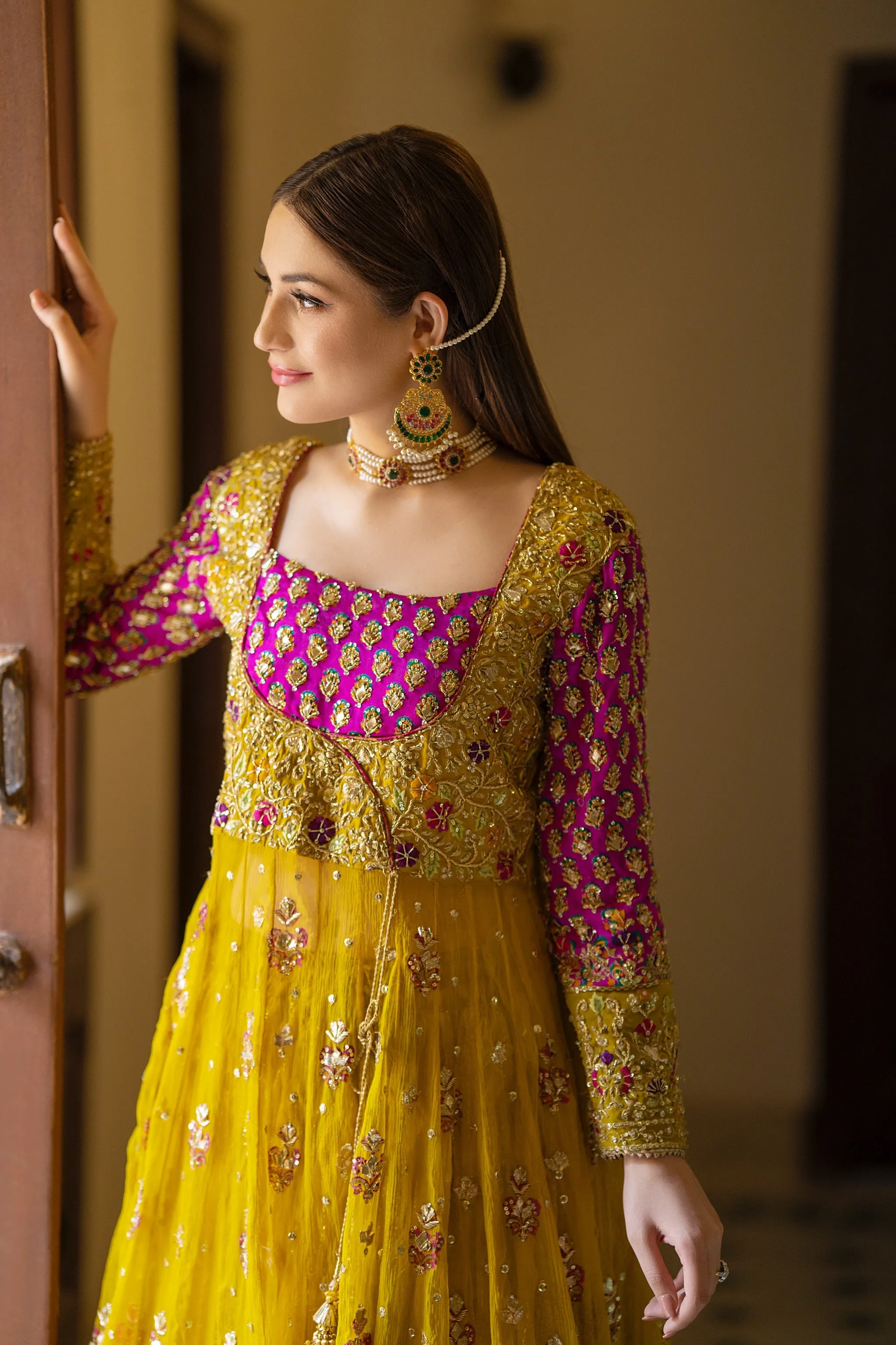 Lehenga Frock Yellow Bridal Dress Pakistani for Mehndi