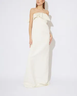 Light Ivory Strapless Evening Gown