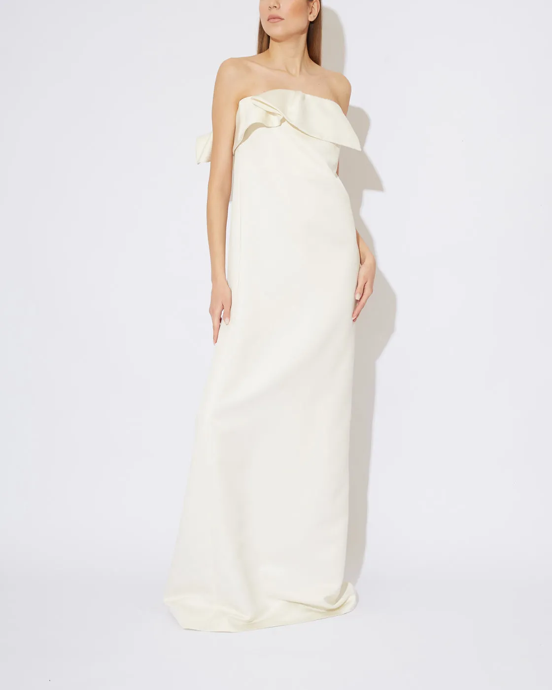 Light Ivory Strapless Evening Gown