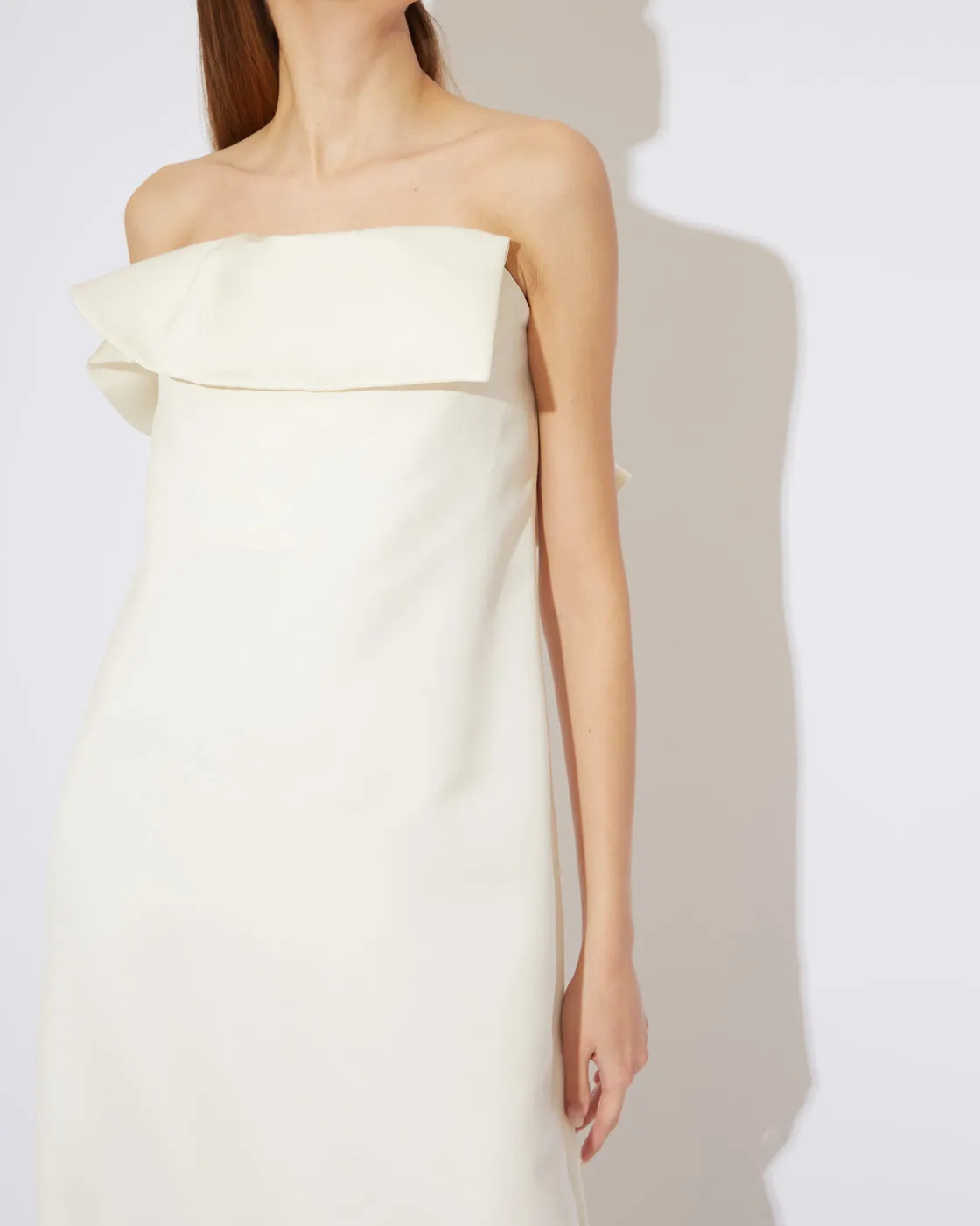 Light Ivory Strapless Evening Gown