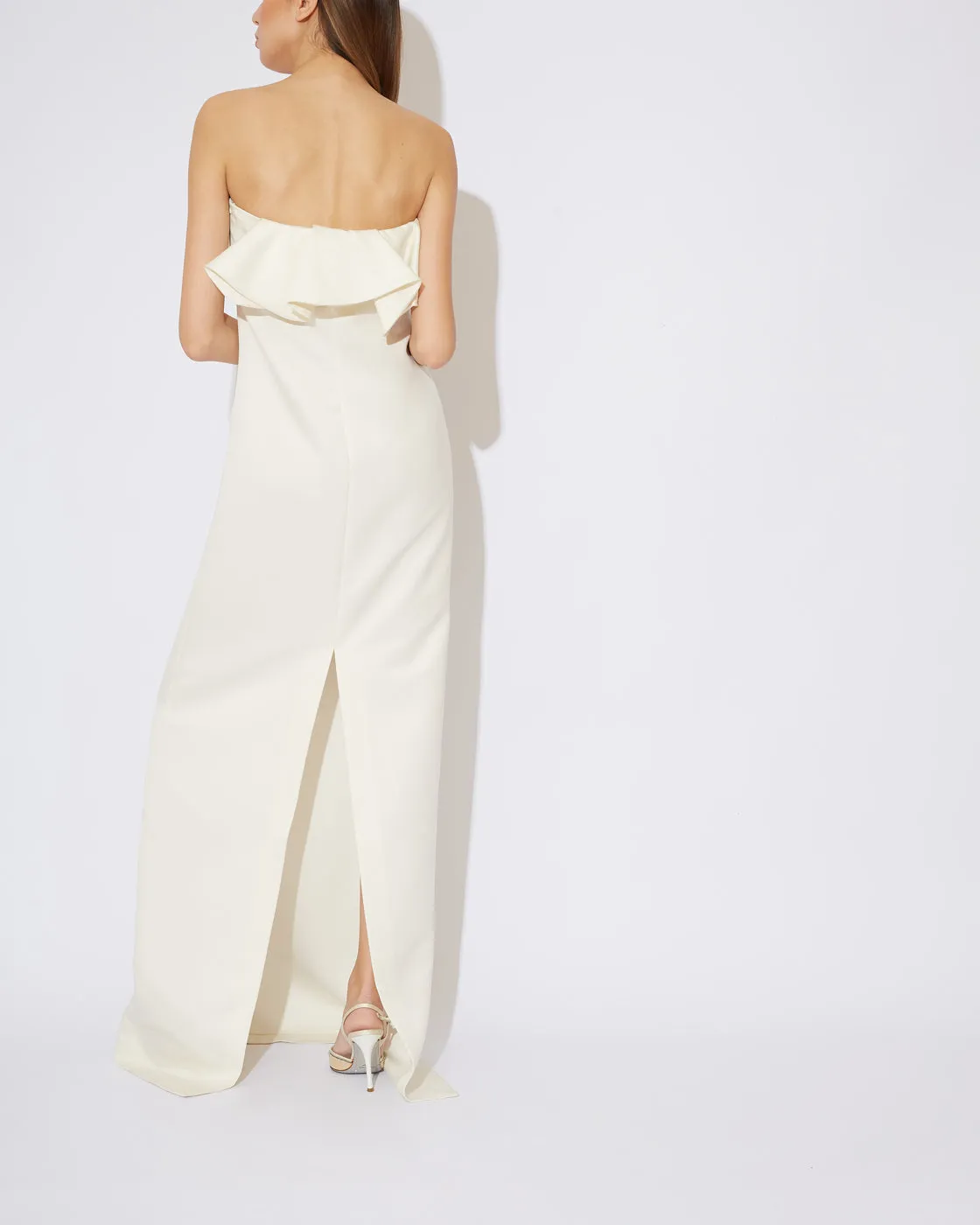 Light Ivory Strapless Evening Gown