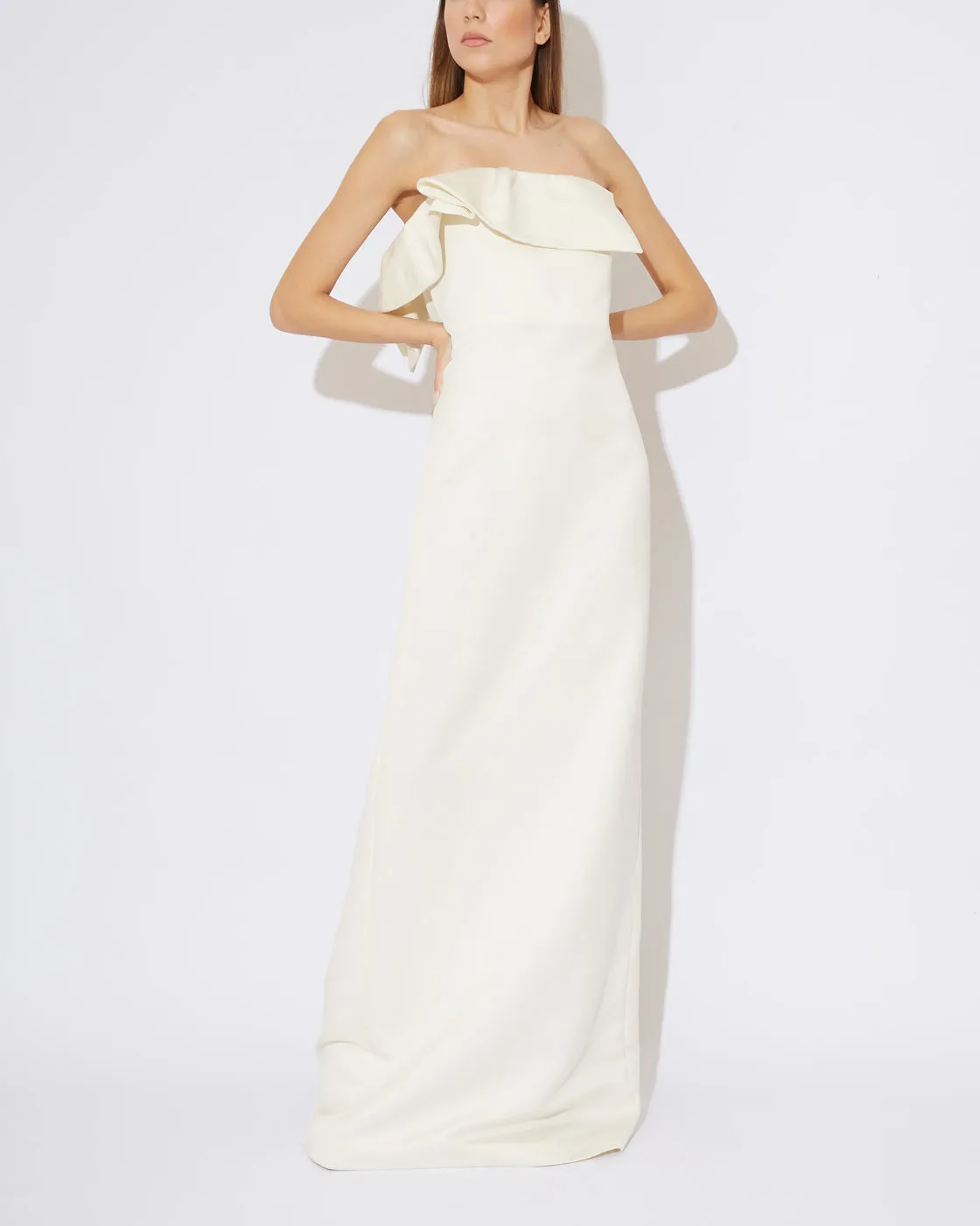 Light Ivory Strapless Evening Gown