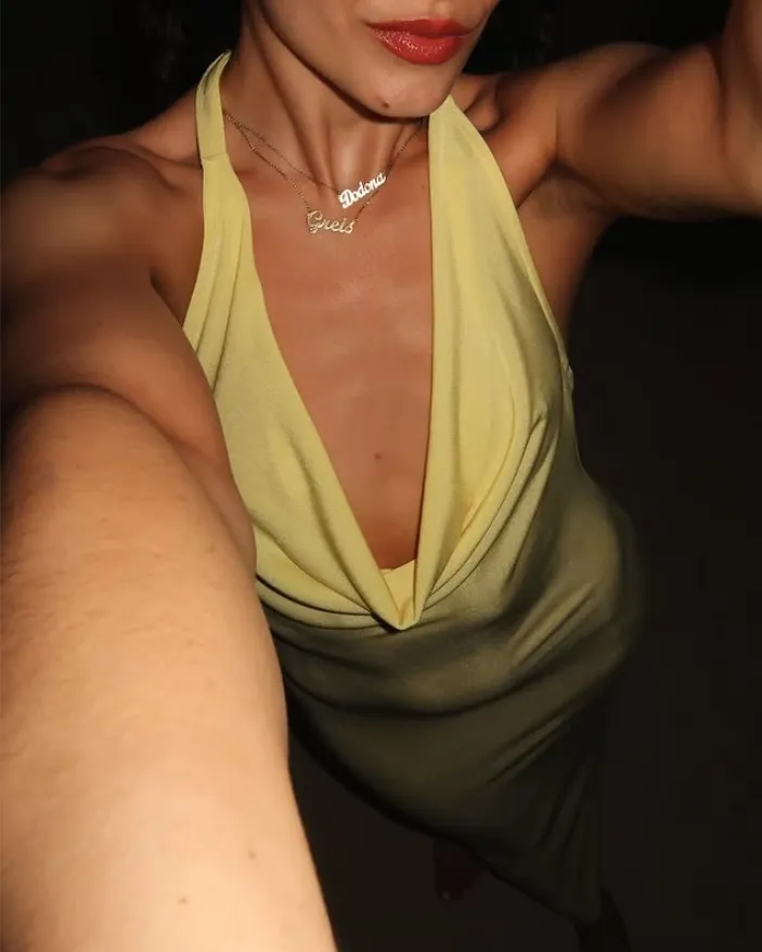 Light Yellow Halter Sheath Satin Long Party Dress Wedding Guest Dress, D185