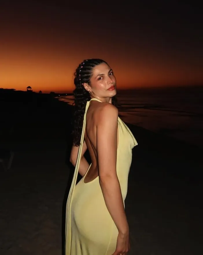 Light Yellow Halter Sheath Satin Long Party Dress Wedding Guest Dress, D185