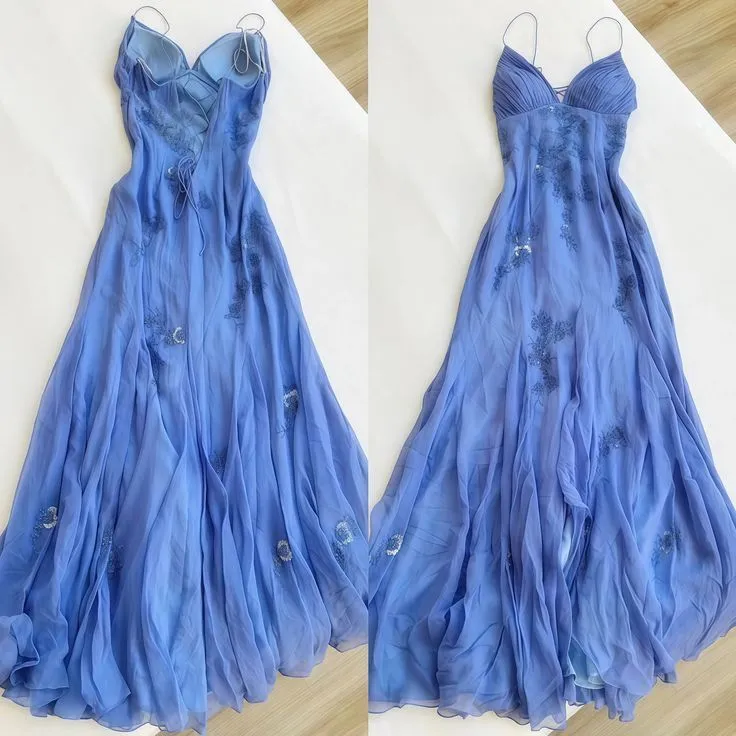 Lilac V Neck Straps Sheath Vintage Long Formal Prom Dress Evening Gown, D556