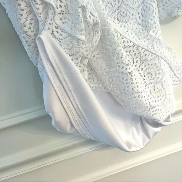 Lily Pulitzer Fontaine Mini Dress White With Built in Slip and 3/4 Sleeve Small