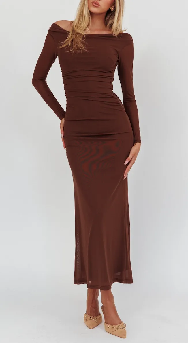 Long Sleeve Off Shoulder Maxi Dress
