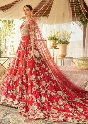 Long Trail Frock for Wedding in Red Color #N7054