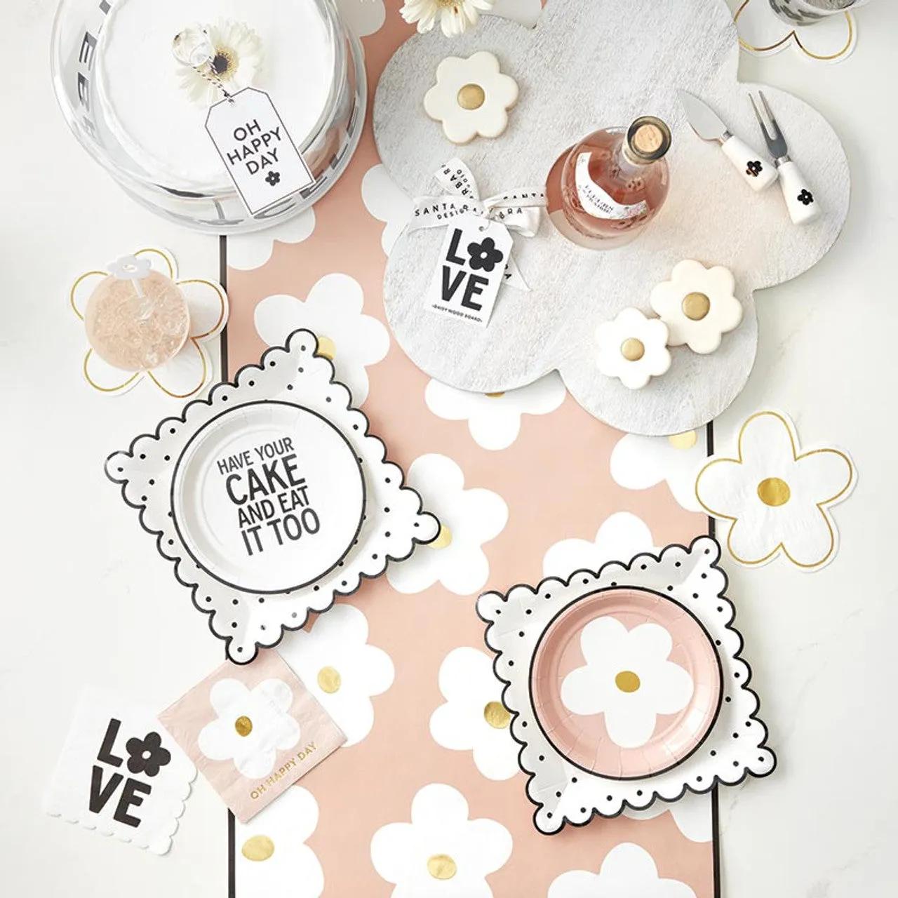 Love Flower Scalloped Cocktail Napkin