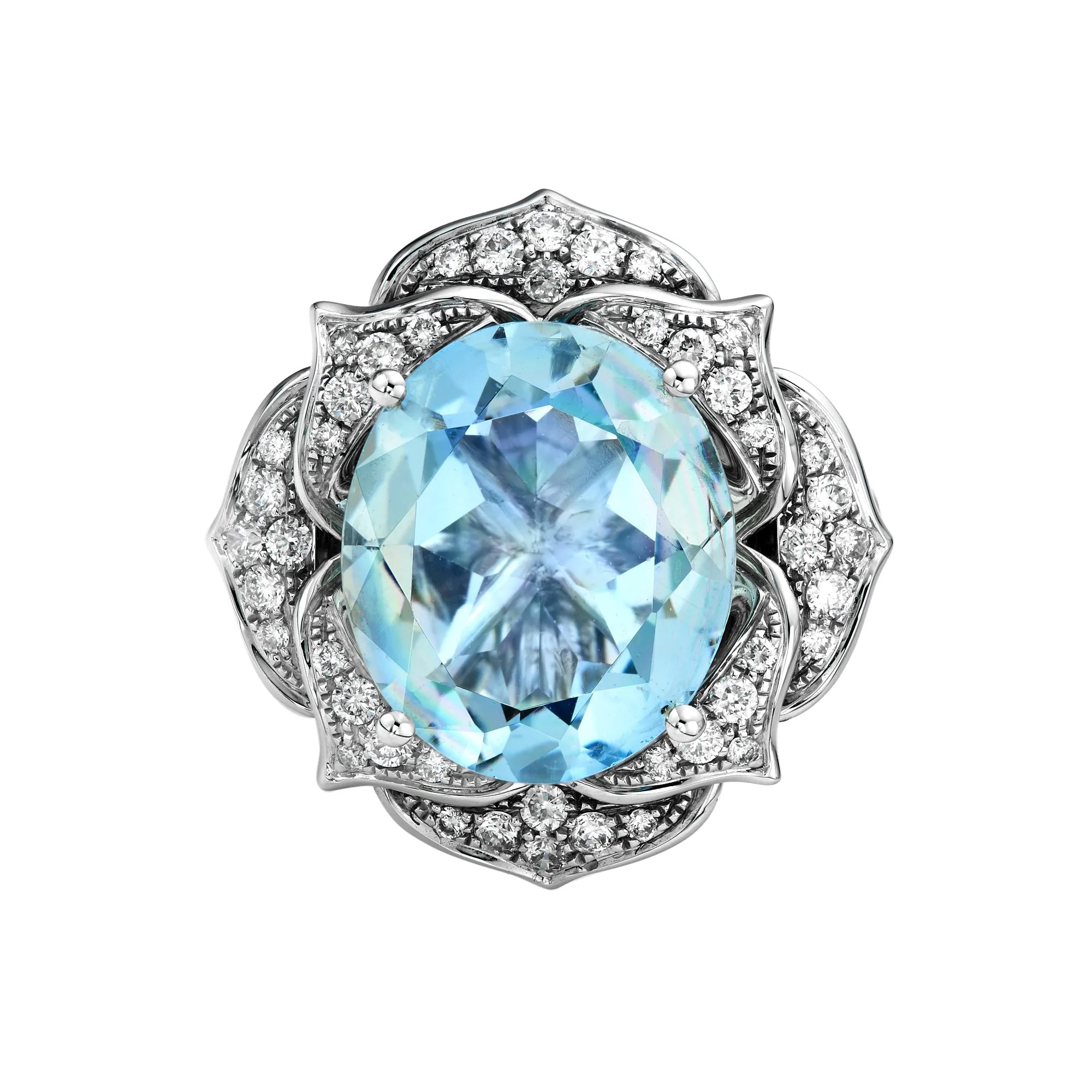 Lovette Aquamarine and Diamond Ring