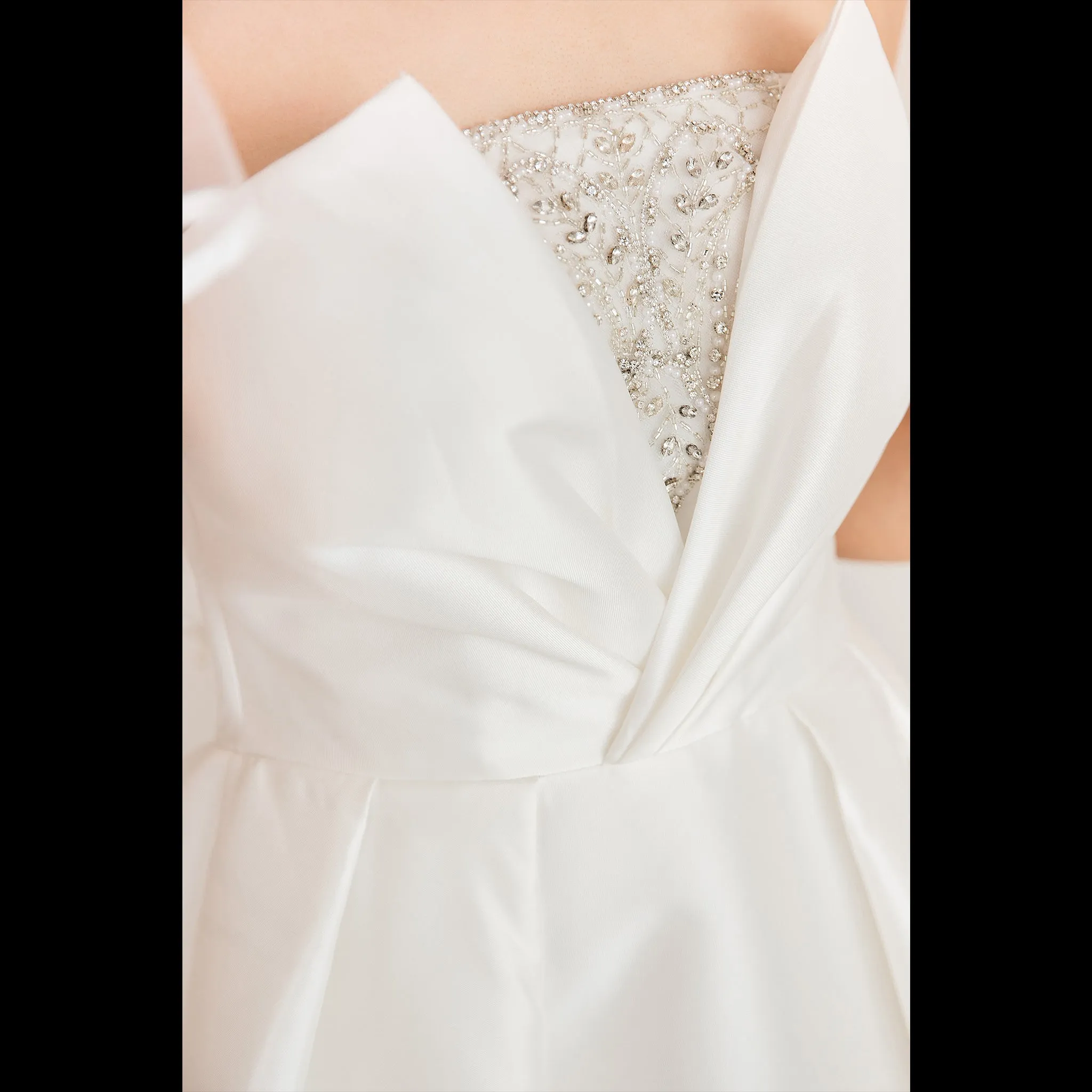 Low Back Strapless Satin A-line Wedding Dress with Beading