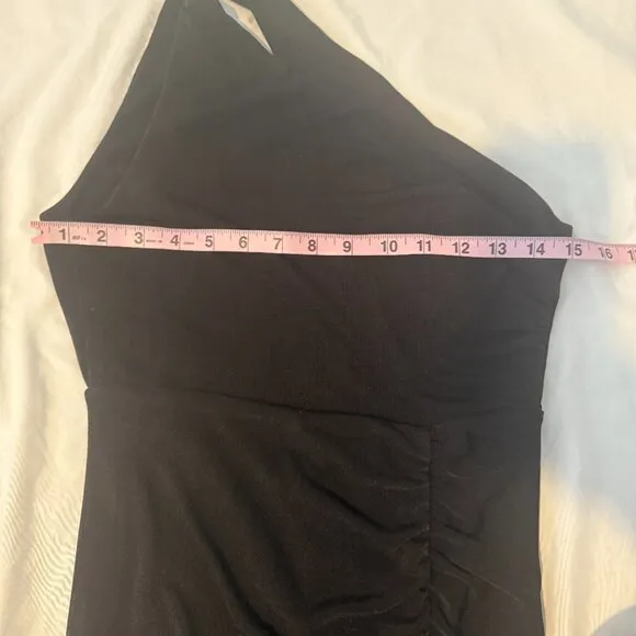Lulus Expecially Breathtaking Black Ruched One-Shoulder Maxi Dress Medium