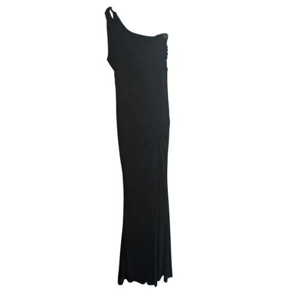 Lulus Expecially Breathtaking Black Ruched One-Shoulder Maxi Dress Medium