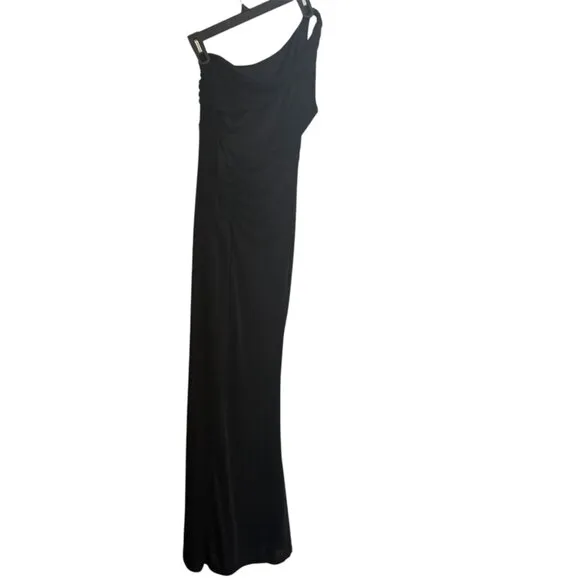 Lulus Expecially Breathtaking Black Ruched One-Shoulder Maxi Dress Medium