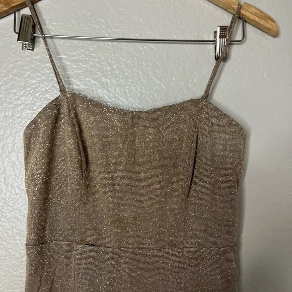 Lulus Searching For You Metallic Gold Glitter Mermaid Maxi Dress
