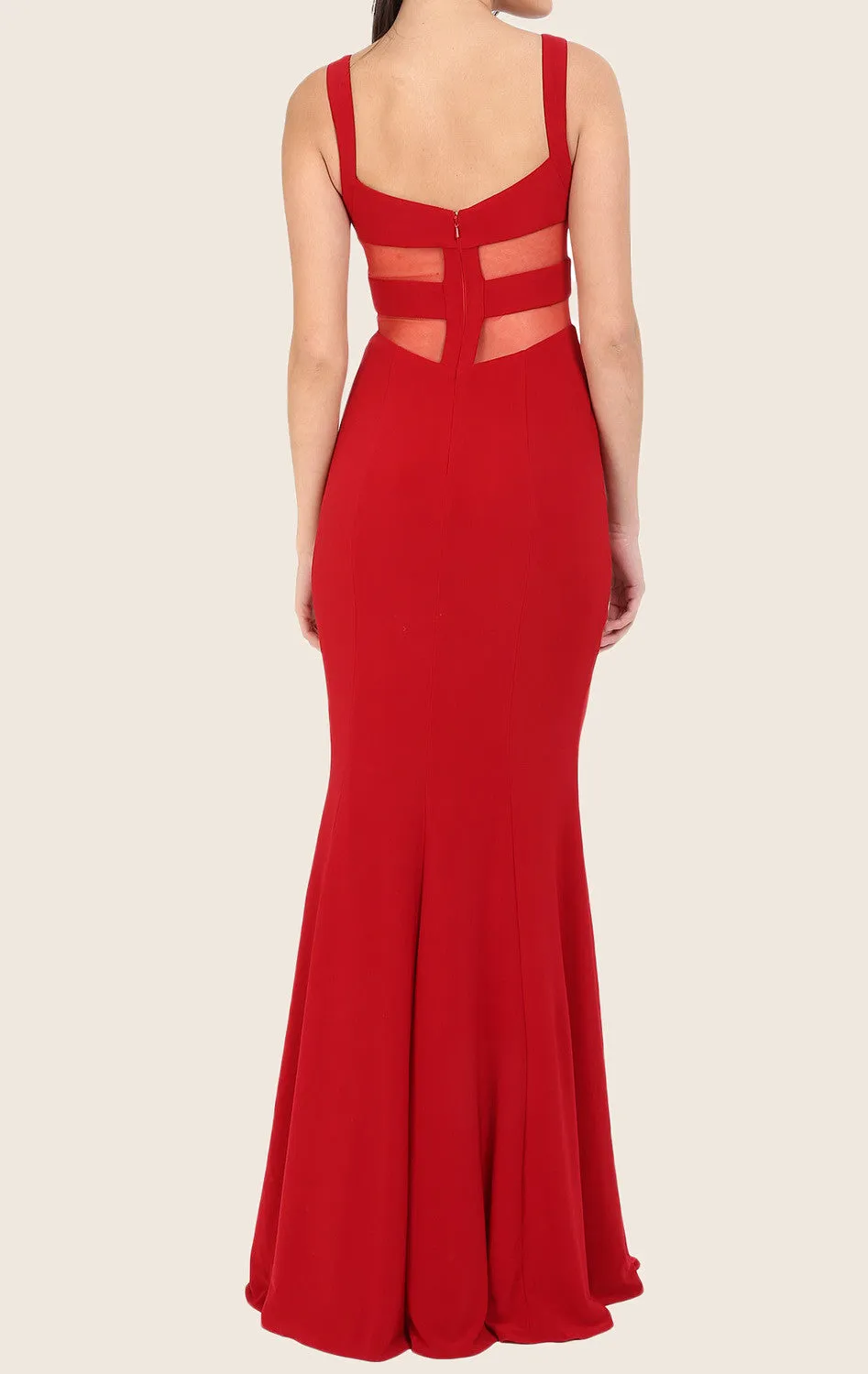 MACloth Two Piece Mermaid Maxi Prom Dress Jersey Red Formal Gown