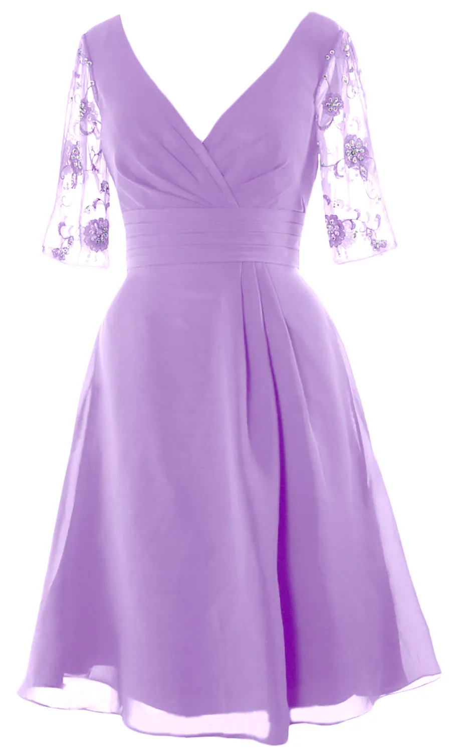 MACloth Women Half Sleeves V Neck Cocktail Dress Short Mother of The Bride Dresses