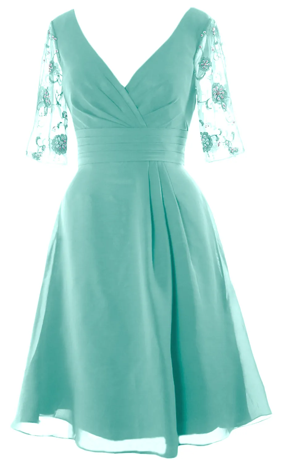 MACloth Women Half Sleeves V Neck Cocktail Dress Short Mother of The Bride Dresses
