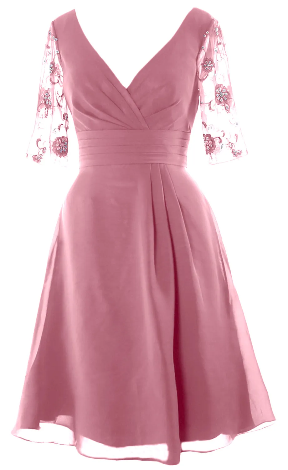 MACloth Women Half Sleeves V Neck Cocktail Dress Short Mother of The Bride Dresses