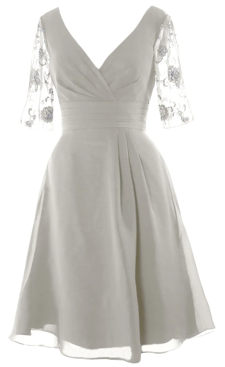 MACloth Women Half Sleeves V Neck Cocktail Dress Short Mother of The Bride Dresses