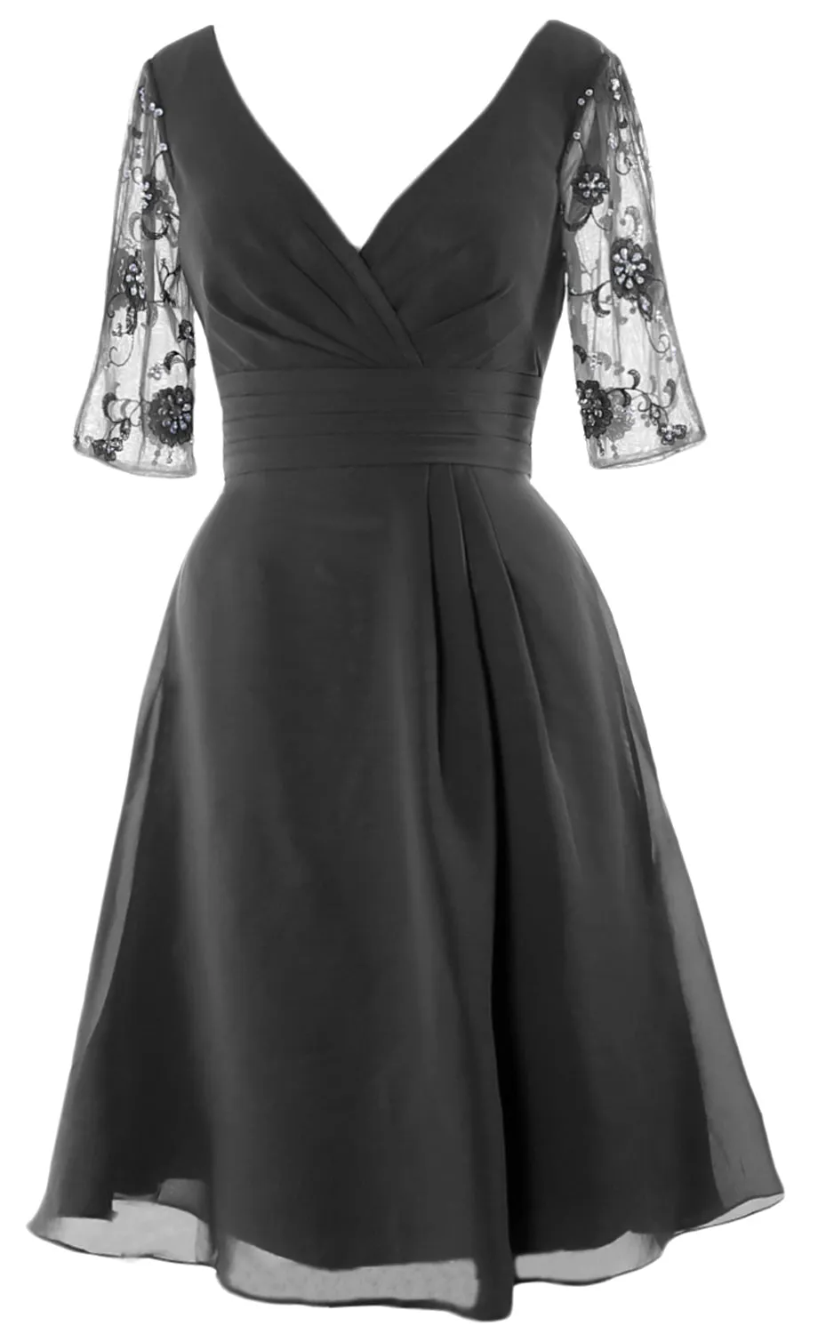MACloth Women Half Sleeves V Neck Cocktail Dress Short Mother of The Bride Dresses