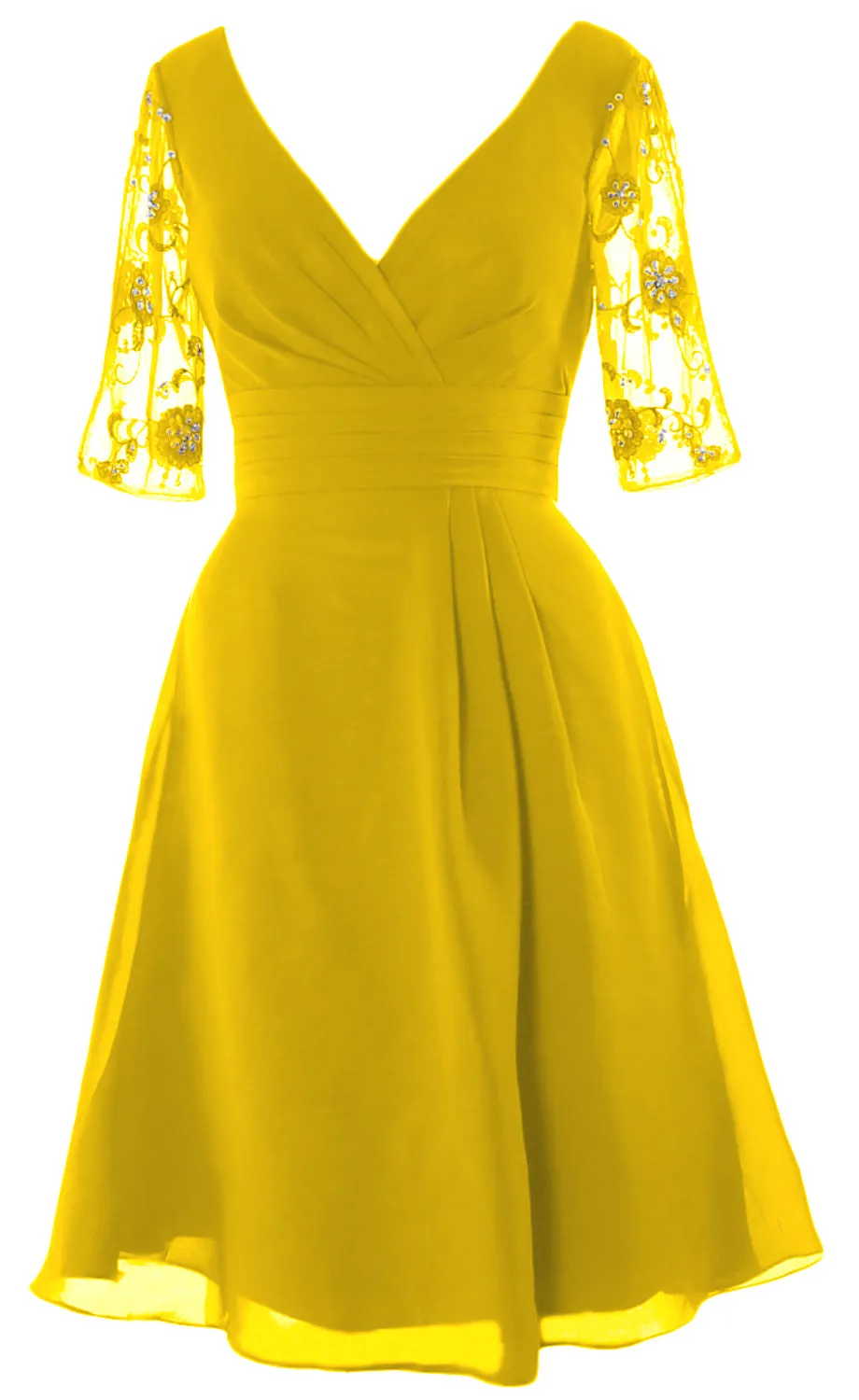 MACloth Women Half Sleeves V Neck Cocktail Dress Short Mother of The Bride Dresses