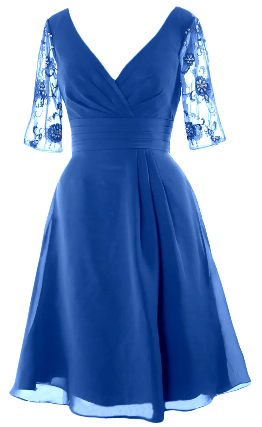 MACloth Women Half Sleeves V Neck Cocktail Dress Short Mother of The Bride Dresses