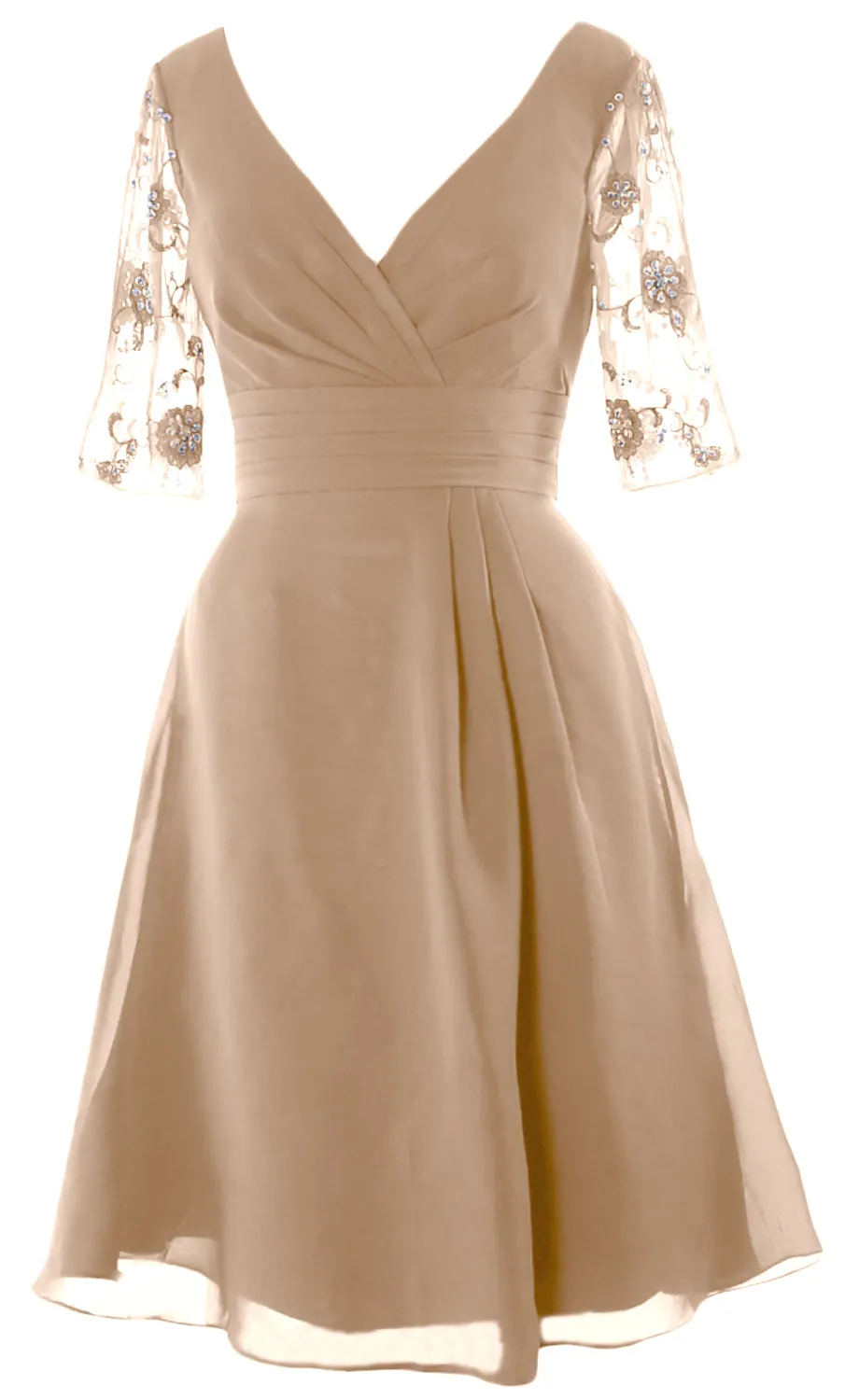 MACloth Women Half Sleeves V Neck Cocktail Dress Short Mother of The Bride Dresses