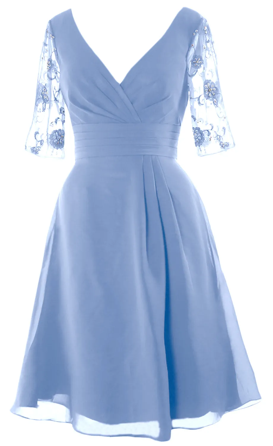 MACloth Women Half Sleeves V Neck Cocktail Dress Short Mother of The Bride Dresses