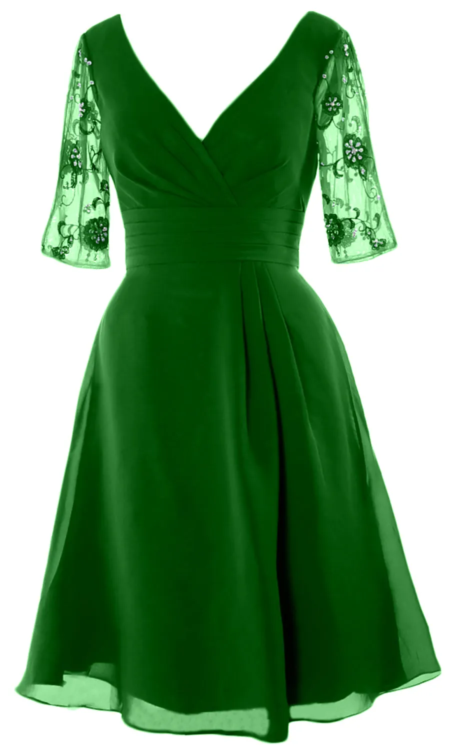MACloth Women Half Sleeves V Neck Cocktail Dress Short Mother of The Bride Dresses