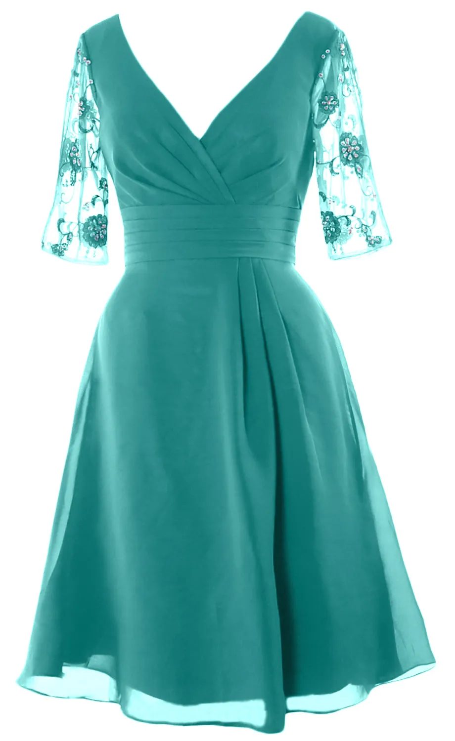 MACloth Women Half Sleeves V Neck Cocktail Dress Short Mother of The Bride Dresses