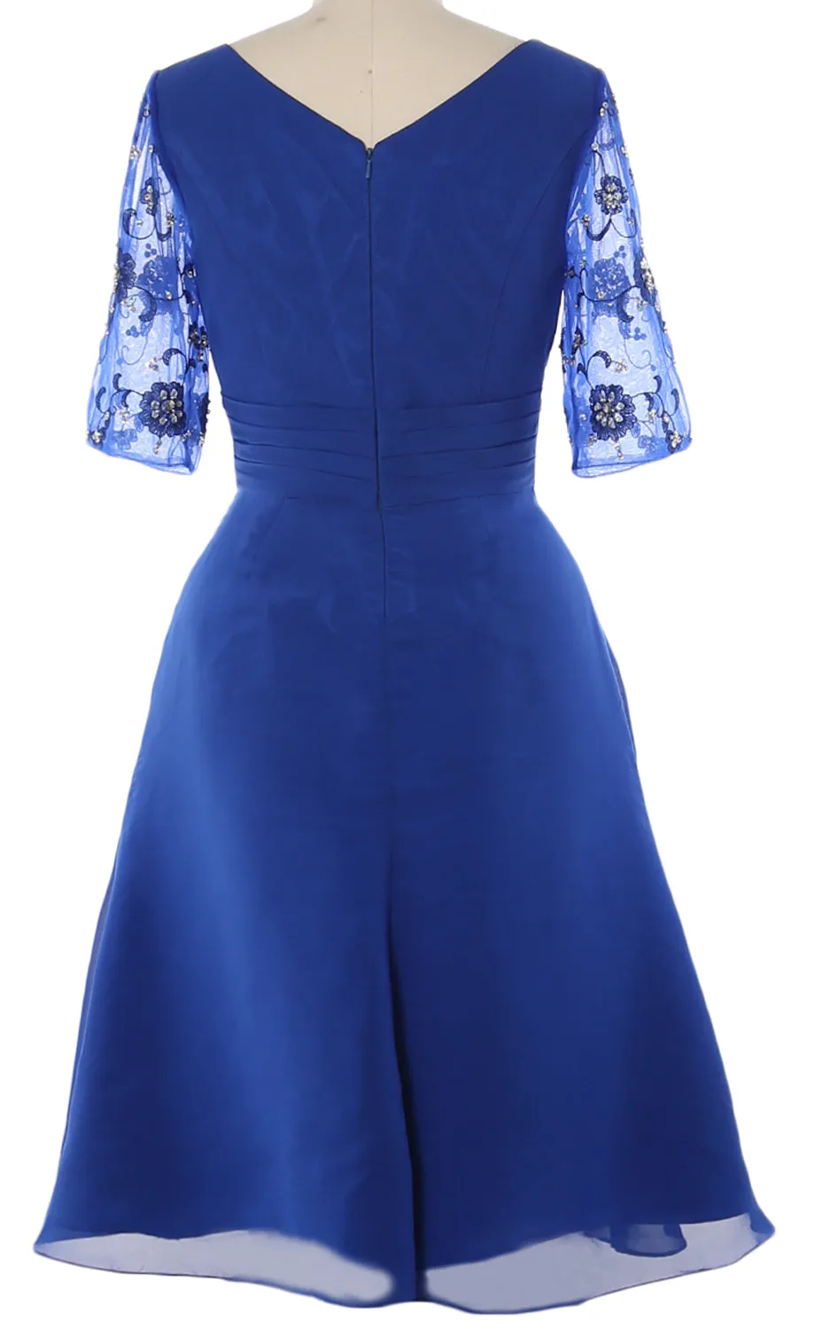 MACloth Women Half Sleeves V Neck Cocktail Dress Short Mother of The Bride Dresses