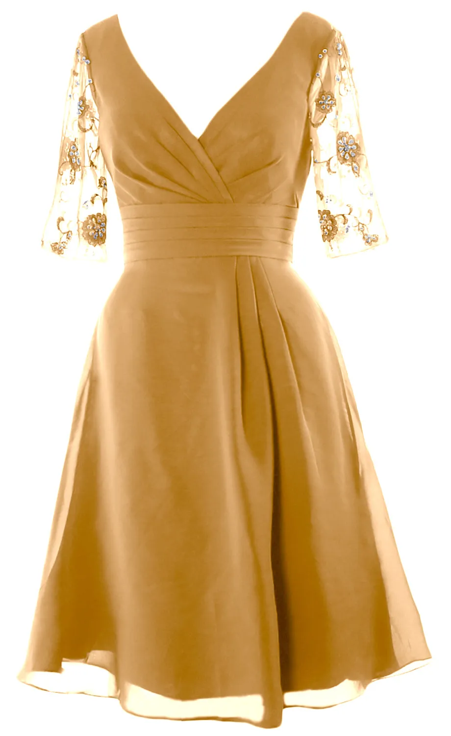 MACloth Women Half Sleeves V Neck Cocktail Dress Short Mother of The Bride Dresses