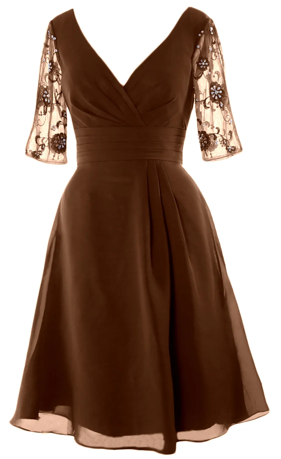 MACloth Women Half Sleeves V Neck Cocktail Dress Short Mother of The Bride Dresses