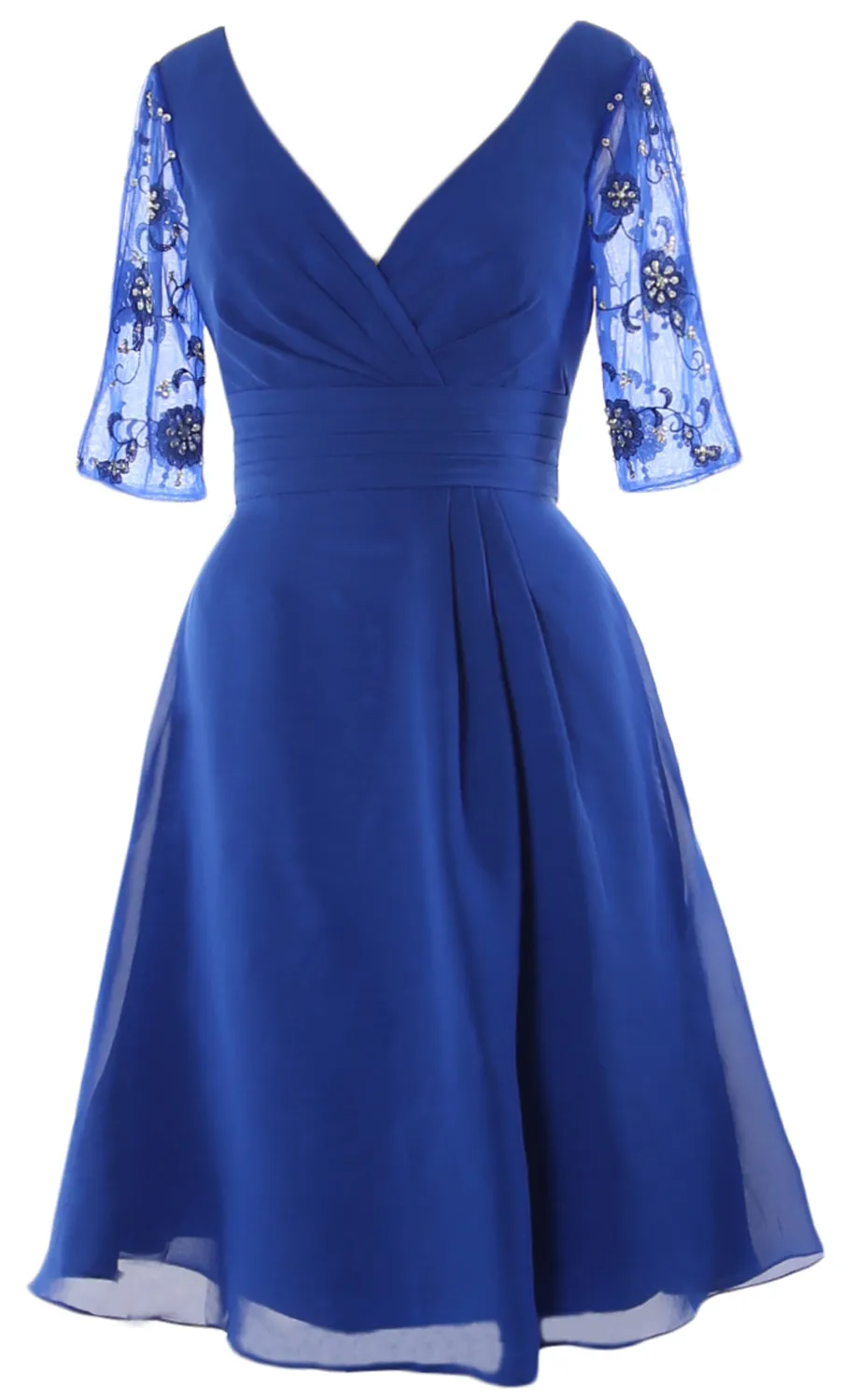 MACloth Women Half Sleeves V Neck Cocktail Dress Short Mother of The Bride Dresses