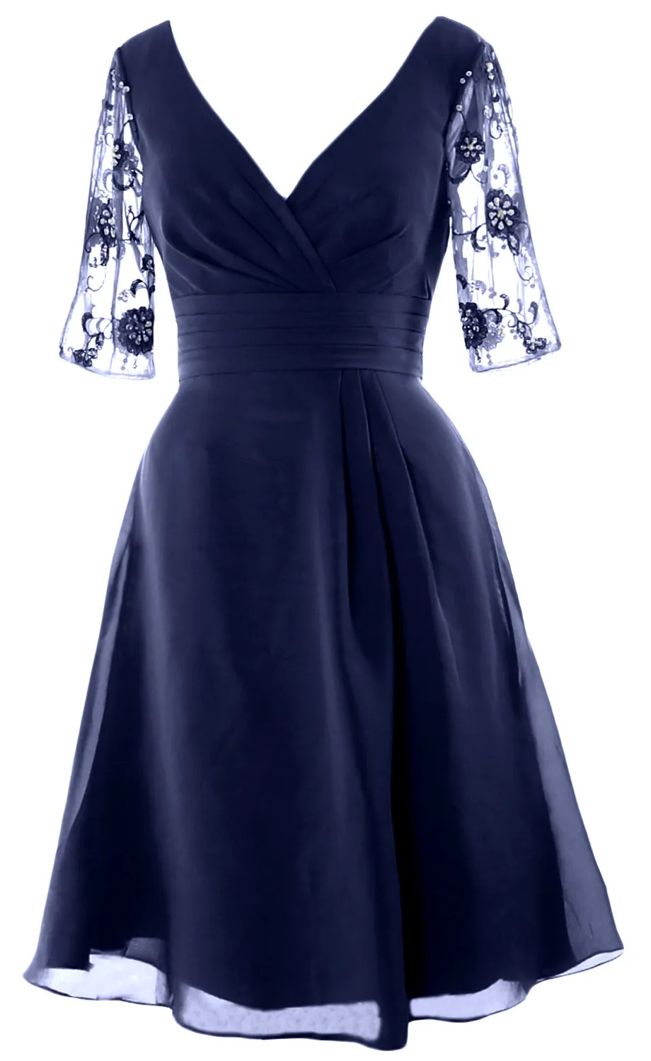 MACloth Women Half Sleeves V Neck Cocktail Dress Short Mother of The Bride Dresses