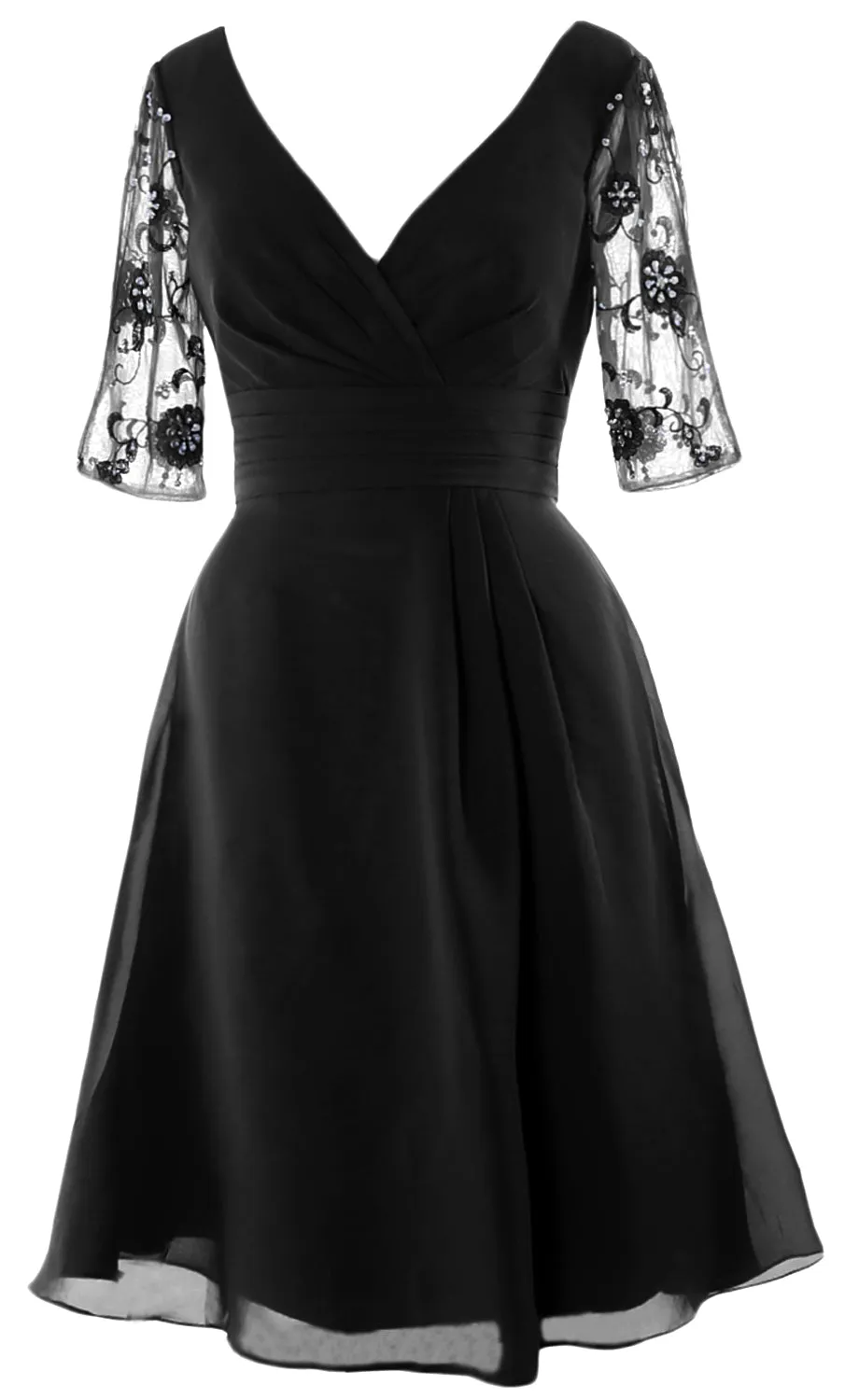 MACloth Women Half Sleeves V Neck Cocktail Dress Short Mother of The Bride Dresses