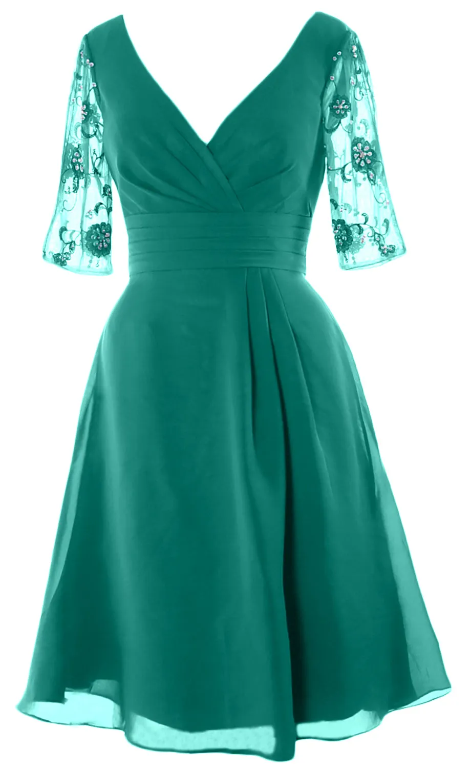 MACloth Women Half Sleeves V Neck Cocktail Dress Short Mother of The Bride Dresses