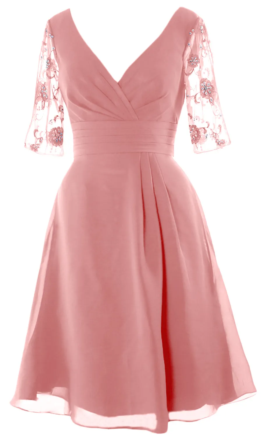 MACloth Women Half Sleeves V Neck Cocktail Dress Short Mother of The Bride Dresses