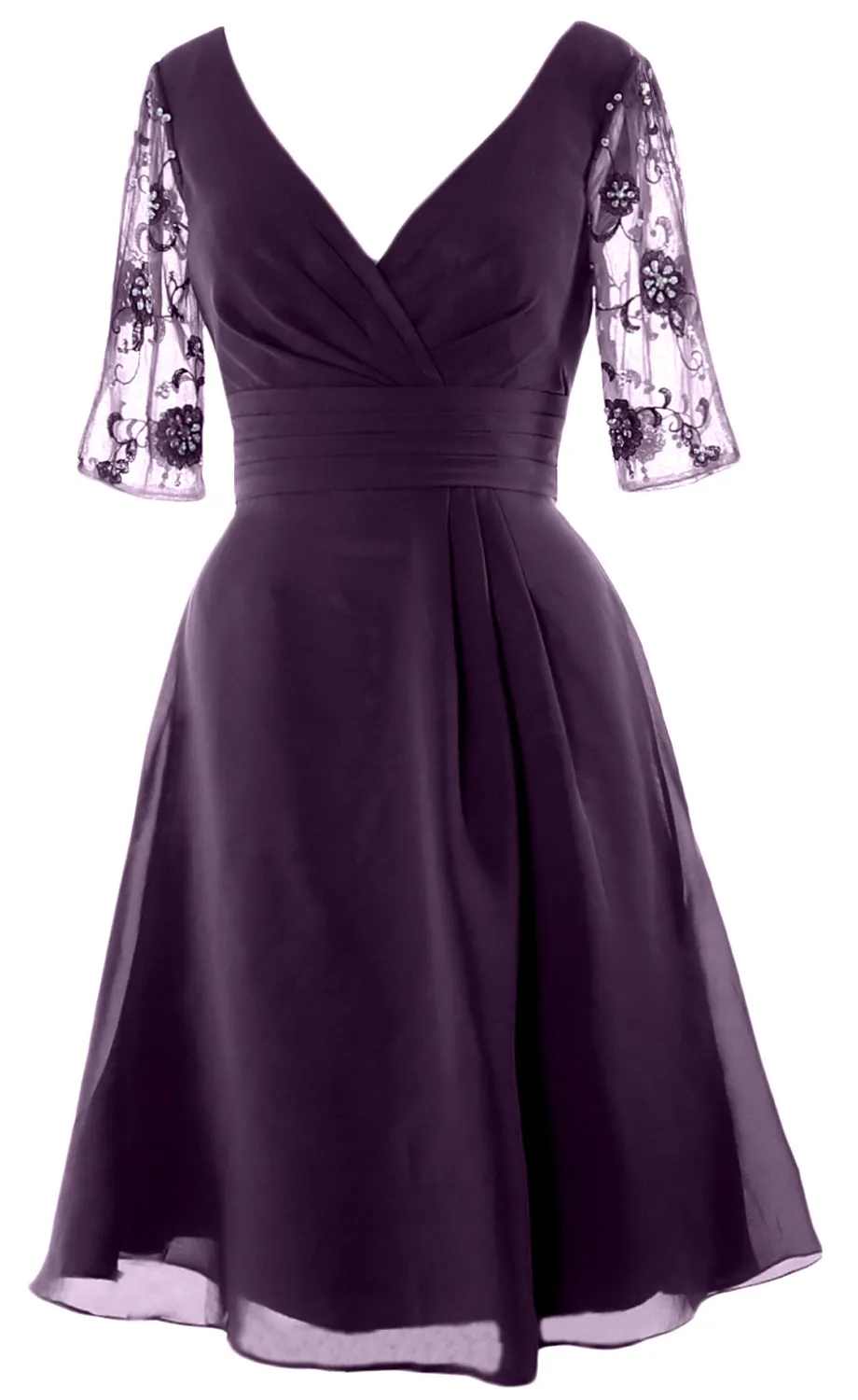 MACloth Women Half Sleeves V Neck Cocktail Dress Short Mother of The Bride Dresses