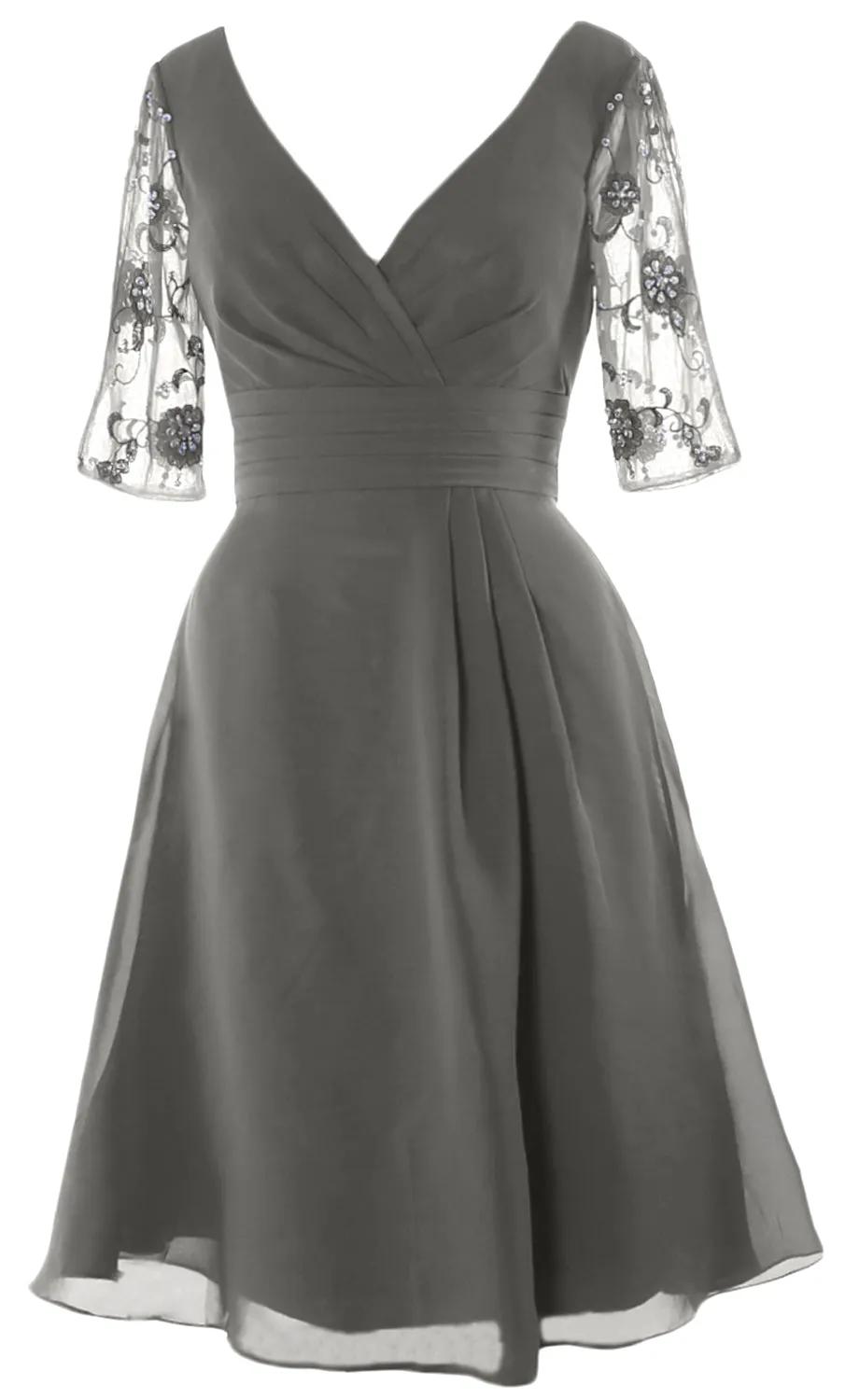 MACloth Women Half Sleeves V Neck Cocktail Dress Short Mother of The Bride Dresses