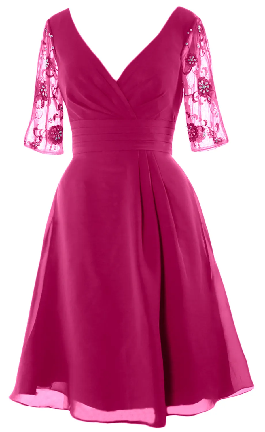 MACloth Women Half Sleeves V Neck Cocktail Dress Short Mother of The Bride Dresses