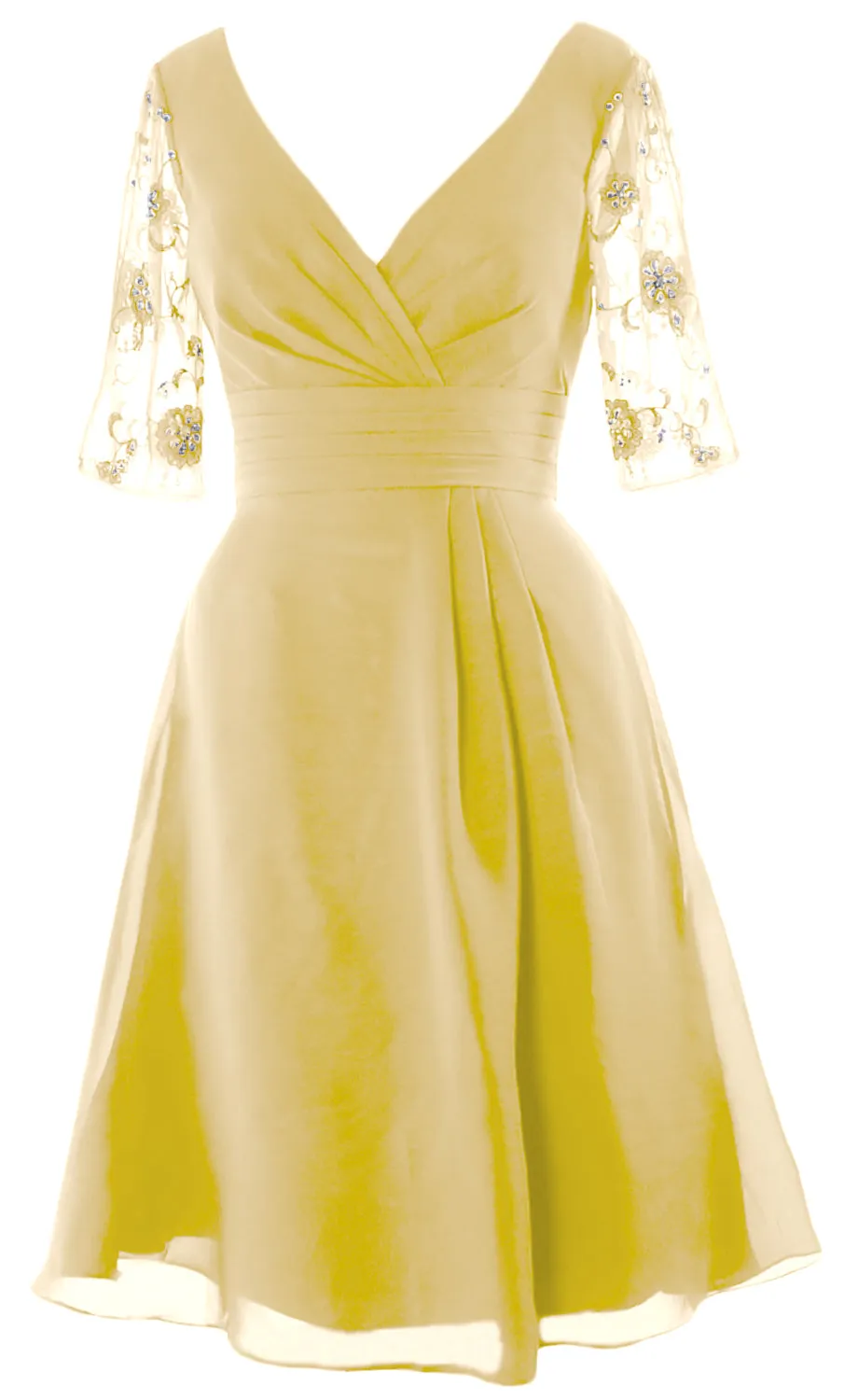MACloth Women Half Sleeves V Neck Cocktail Dress Short Mother of The Bride Dresses