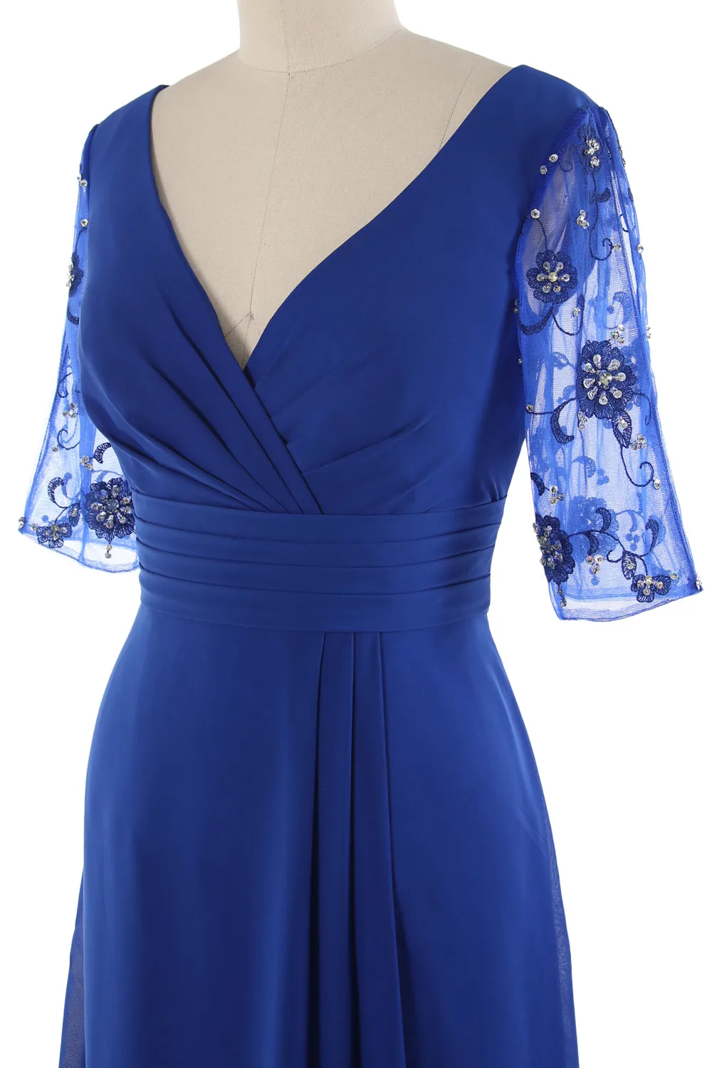 MACloth Women Half Sleeves V Neck Cocktail Dress Short Mother of The Bride Dresses