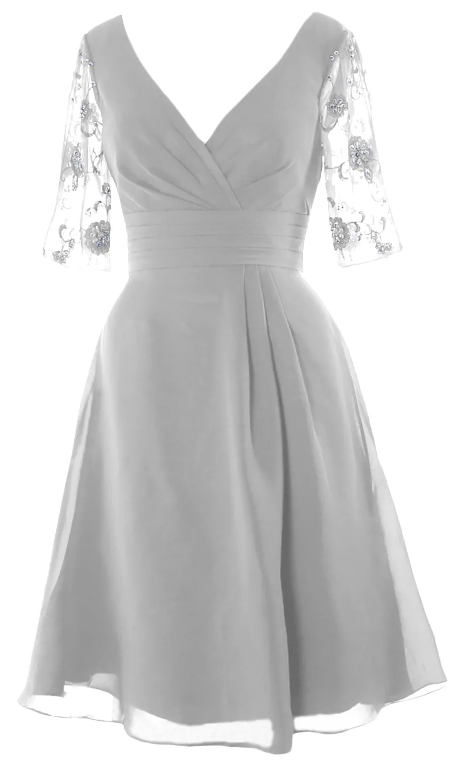 MACloth Women Half Sleeves V Neck Cocktail Dress Short Mother of The Bride Dresses