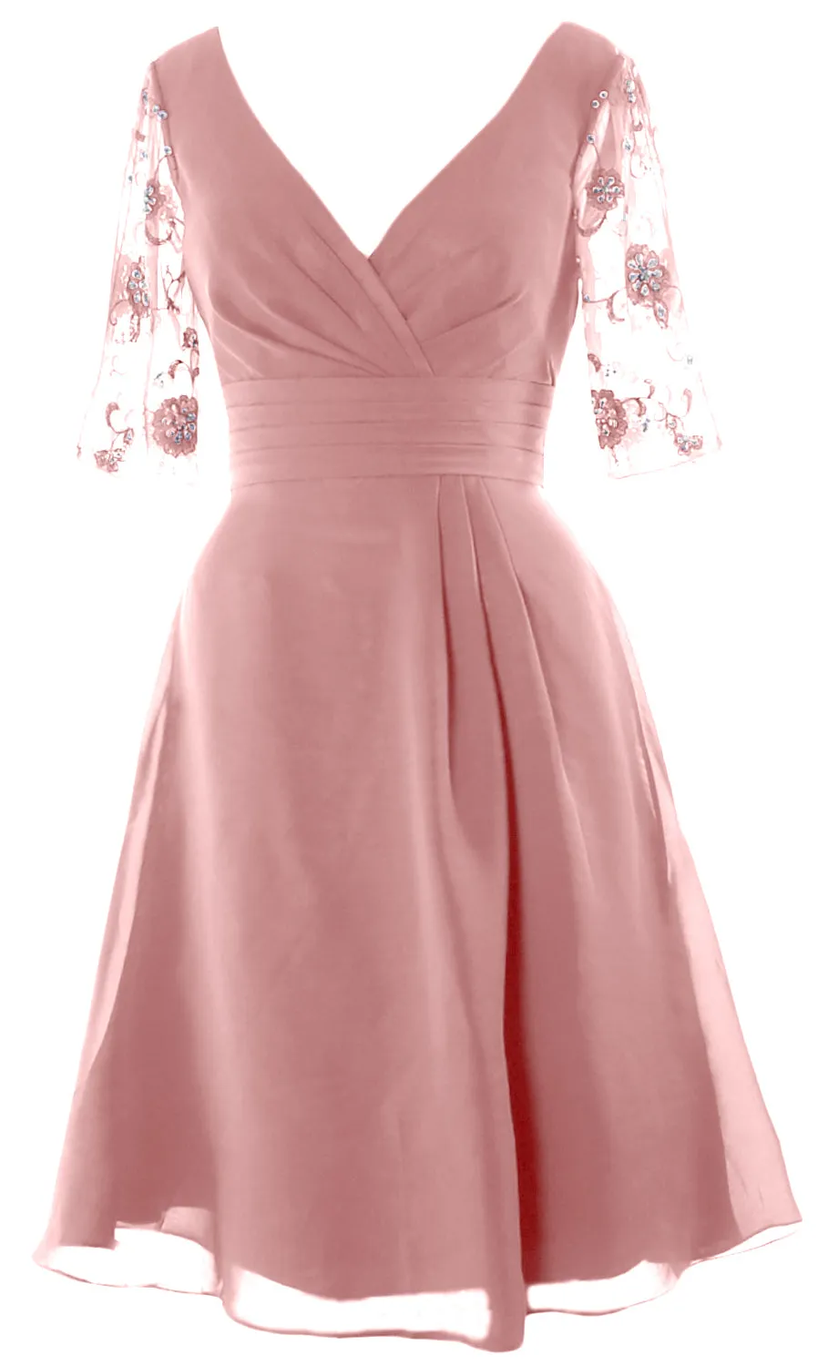 MACloth Women Half Sleeves V Neck Cocktail Dress Short Mother of The Bride Dresses