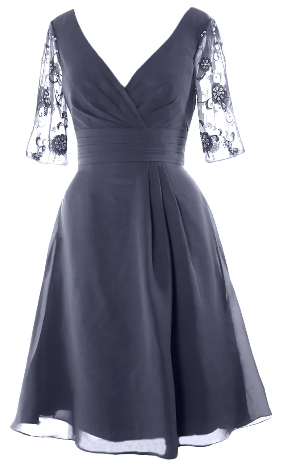 MACloth Women Half Sleeves V Neck Cocktail Dress Short Mother of The Bride Dresses