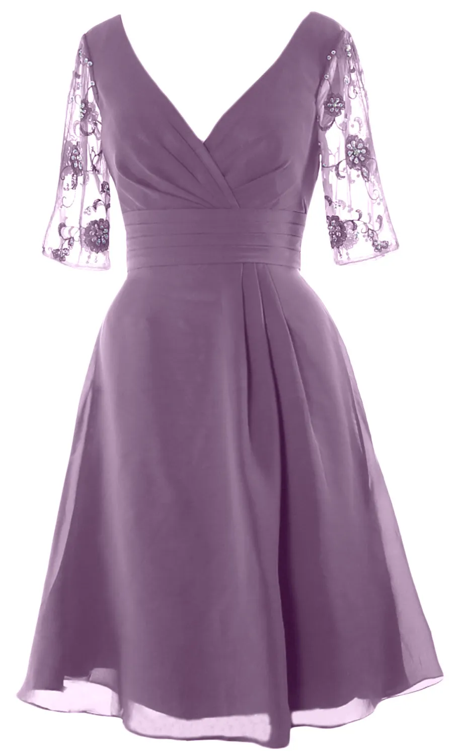 MACloth Women Half Sleeves V Neck Cocktail Dress Short Mother of The Bride Dresses